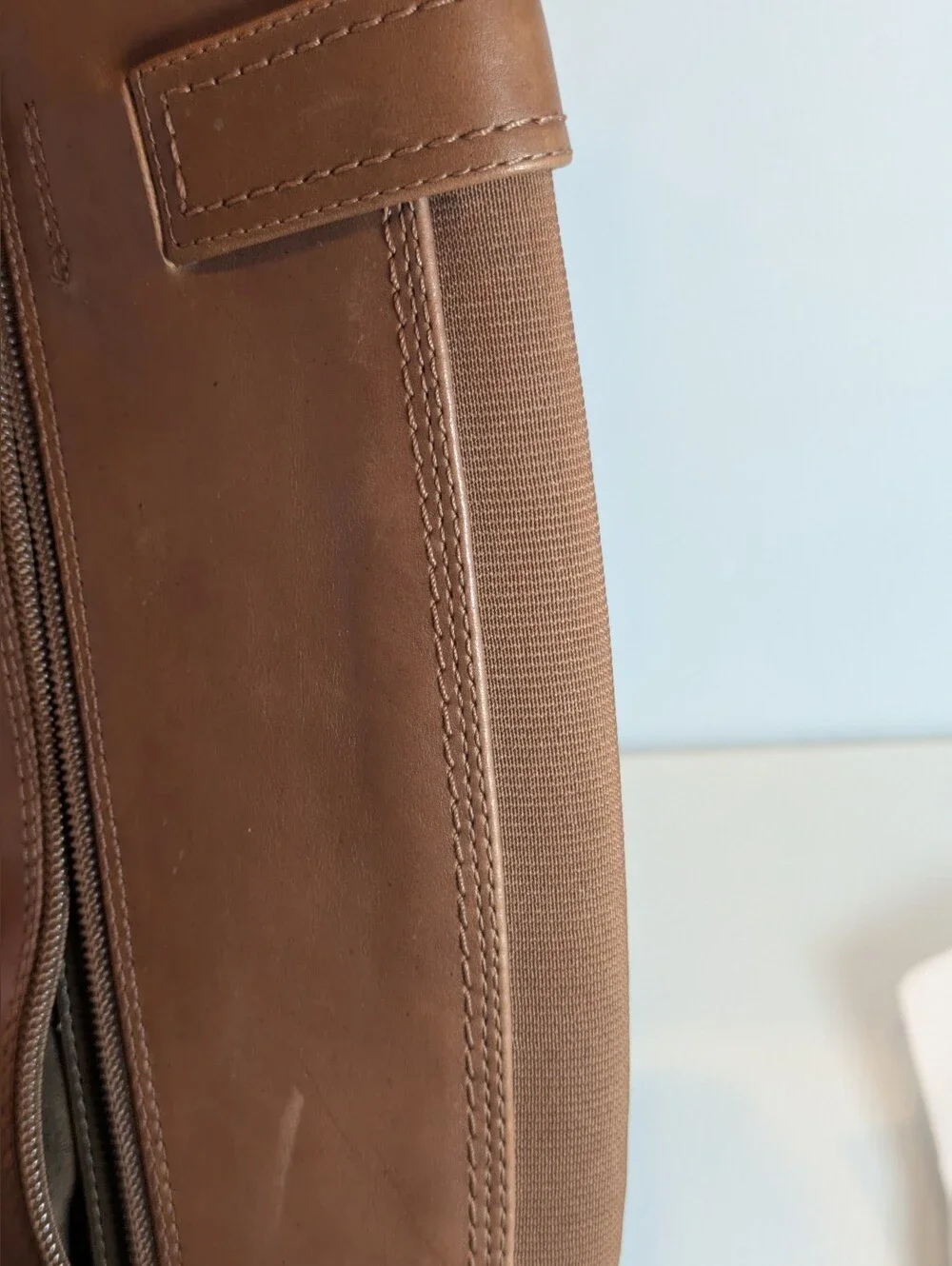 NWOB Preston & York Flannery Brown Tall Riding Boots Leather Stretch Back Size 7